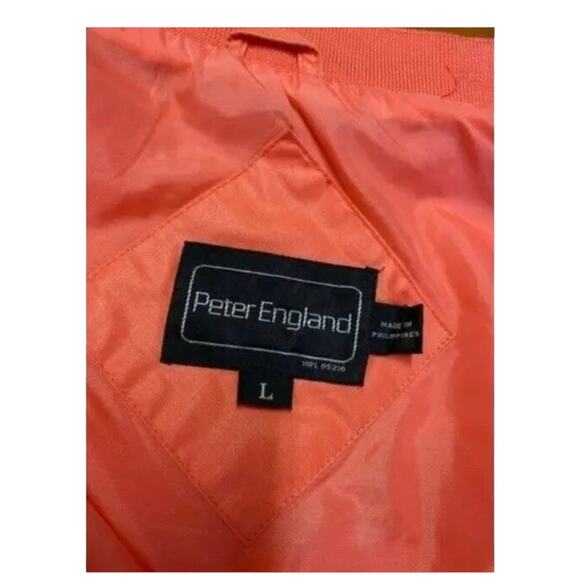 vintage Peter England Windbreaker bomber Jacket sz L retro full zip orange - Picture 9 of 11